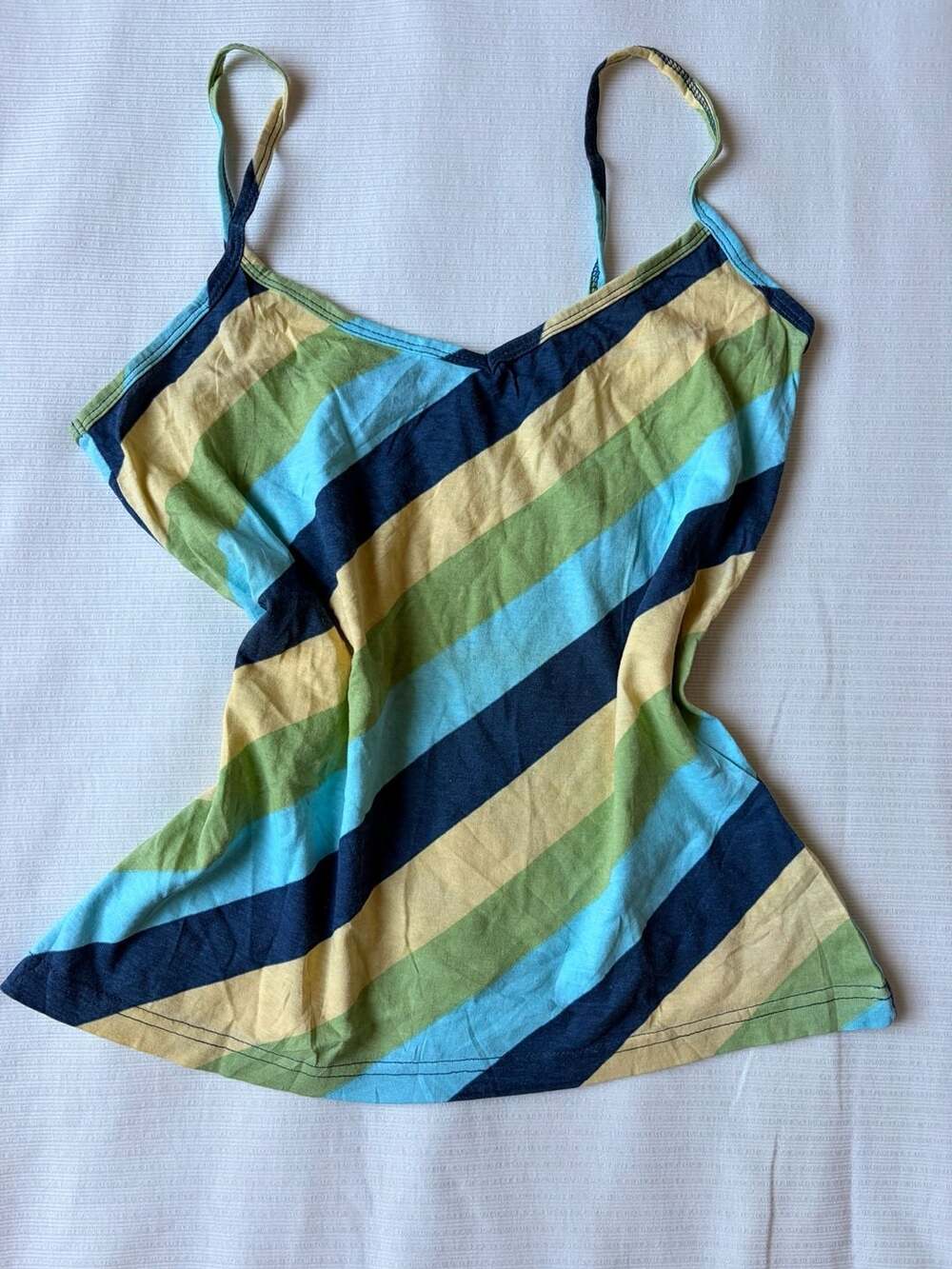 Tamtosch Cami Tank Top y2k Size S Striped Diagonal Cotton